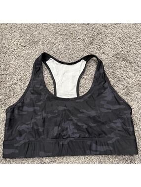 Fabletics Black Camo Racerback Sports Bra